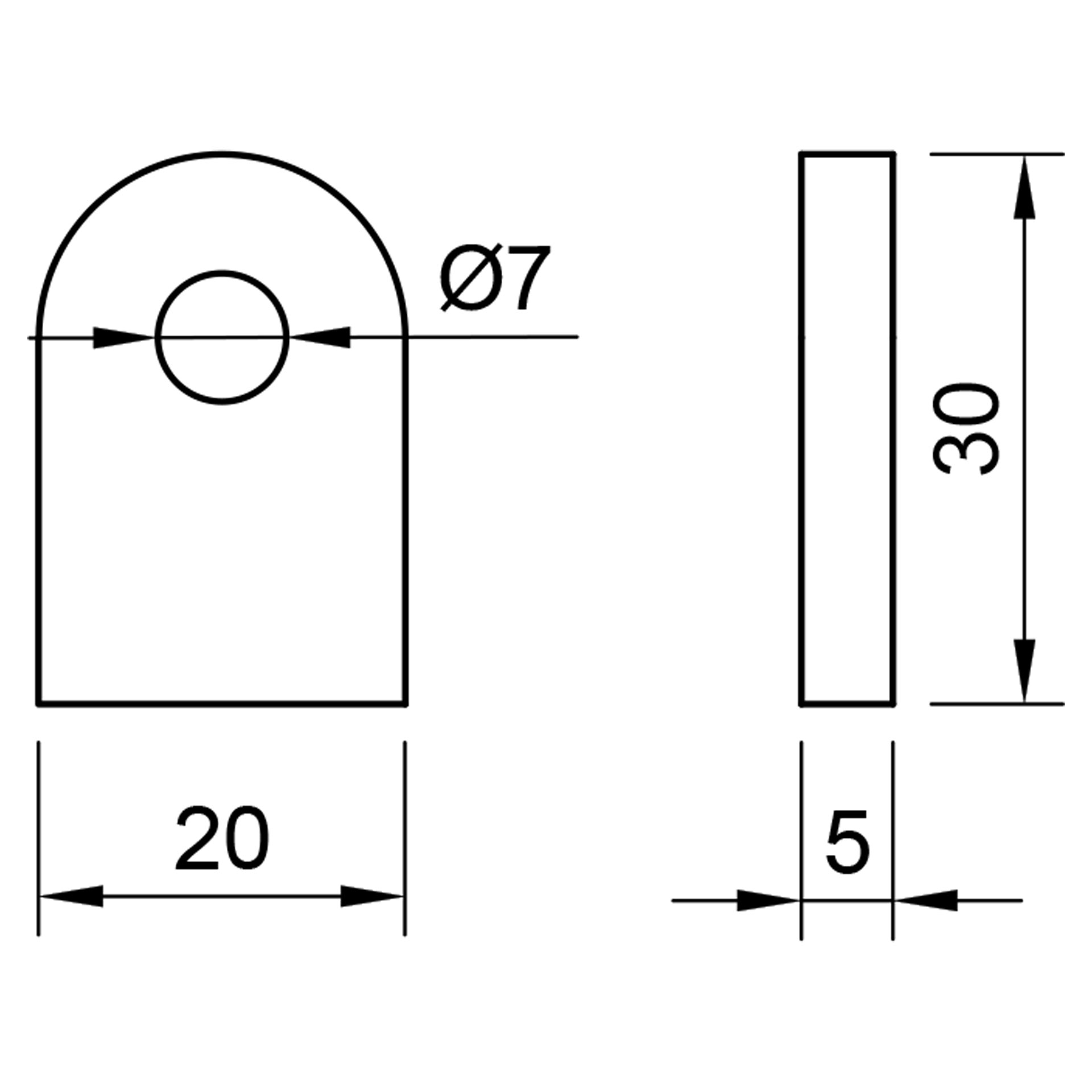 Stahl Anschweißlasche 30 x 20 x 5 mm