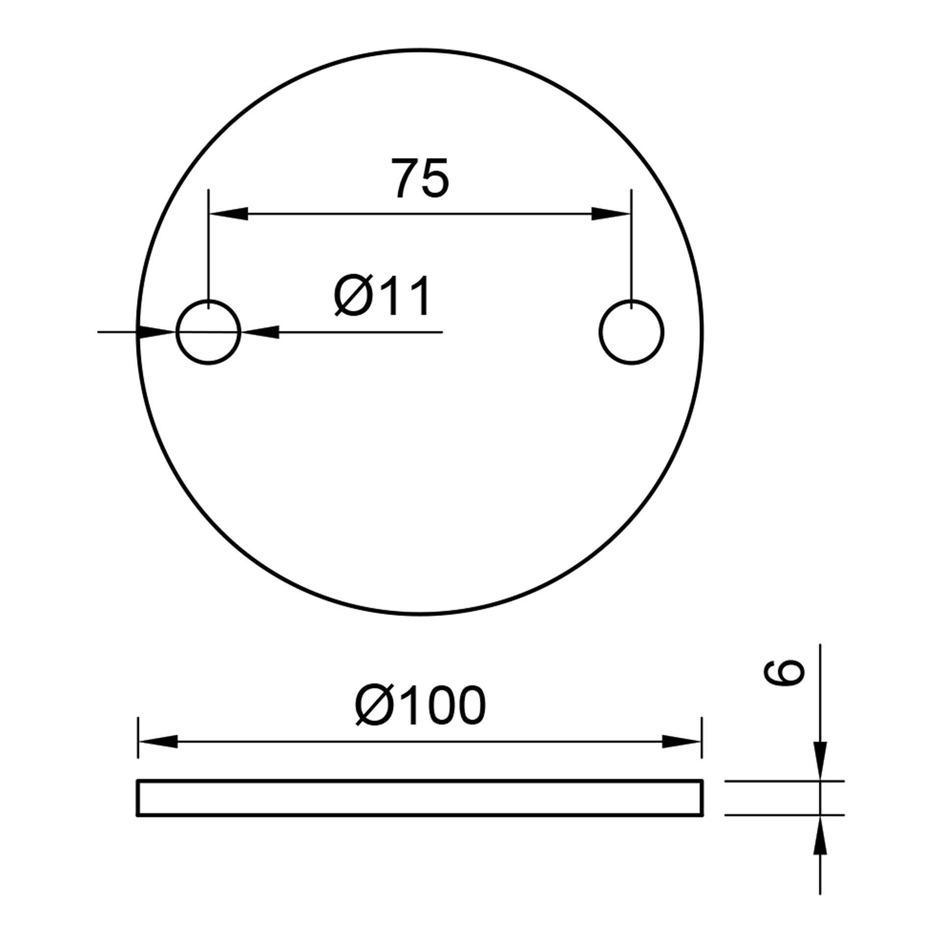 Edelstahl Ronde geschliffen 100 x 6 mm