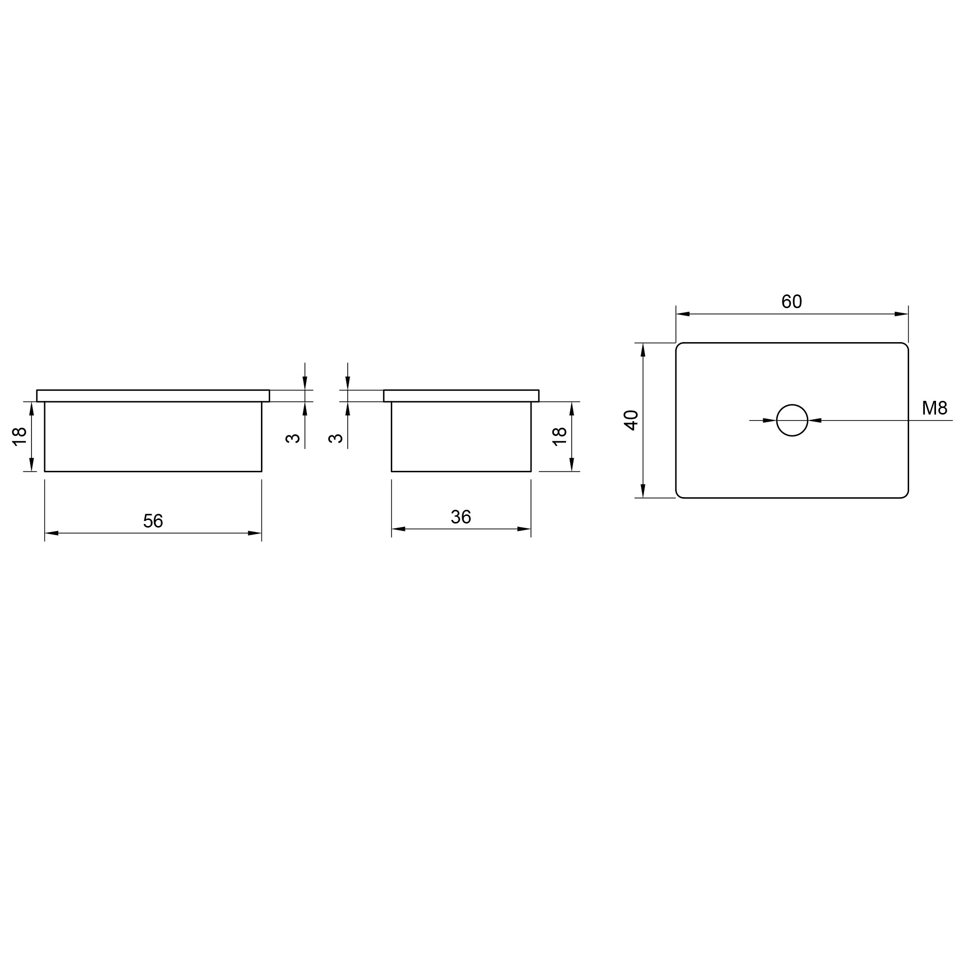 Edelstahl Abschlussstopfen flach - 40 x 60 mm