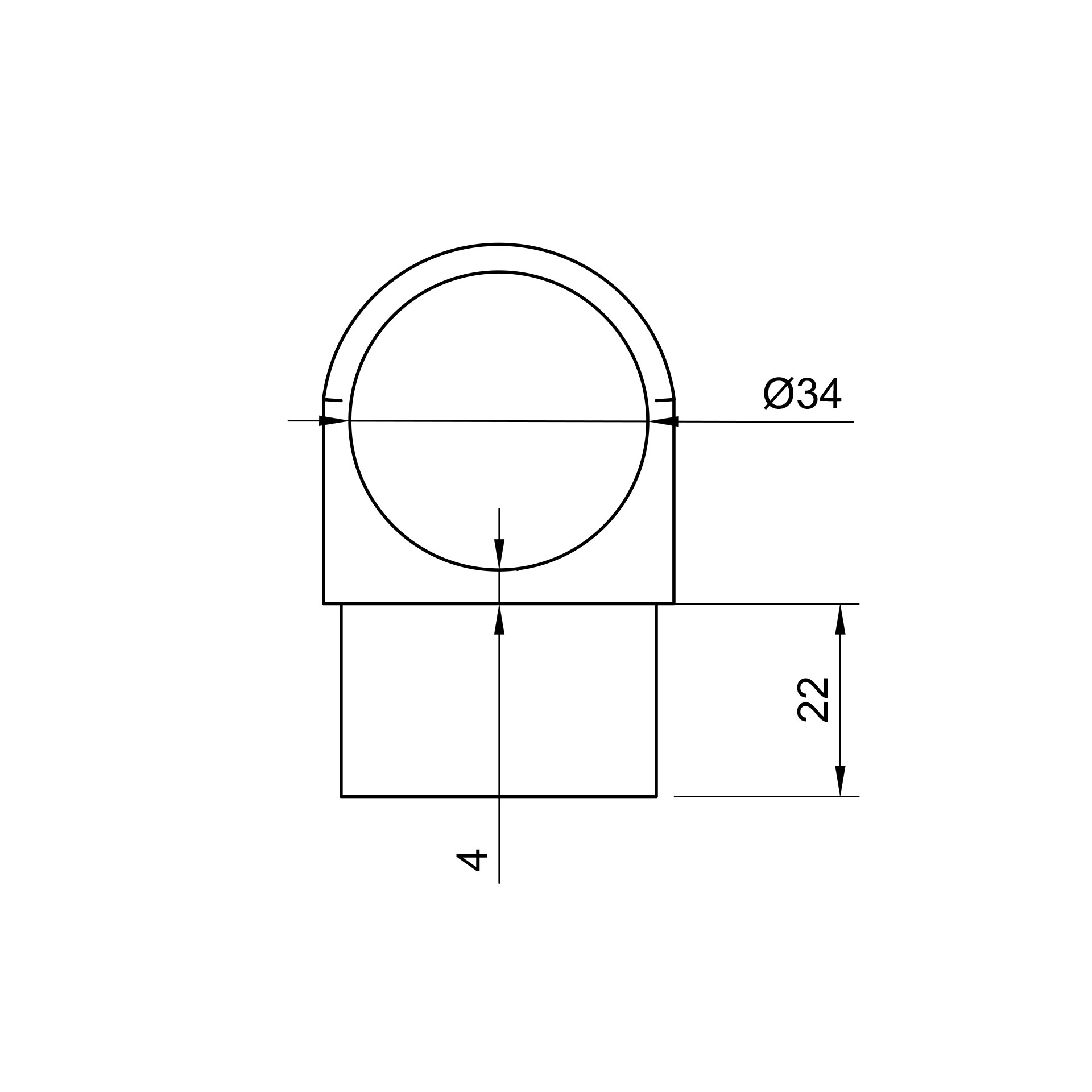 Edelstahl Abschlussstopfen halbrund - 40 x 40 mm