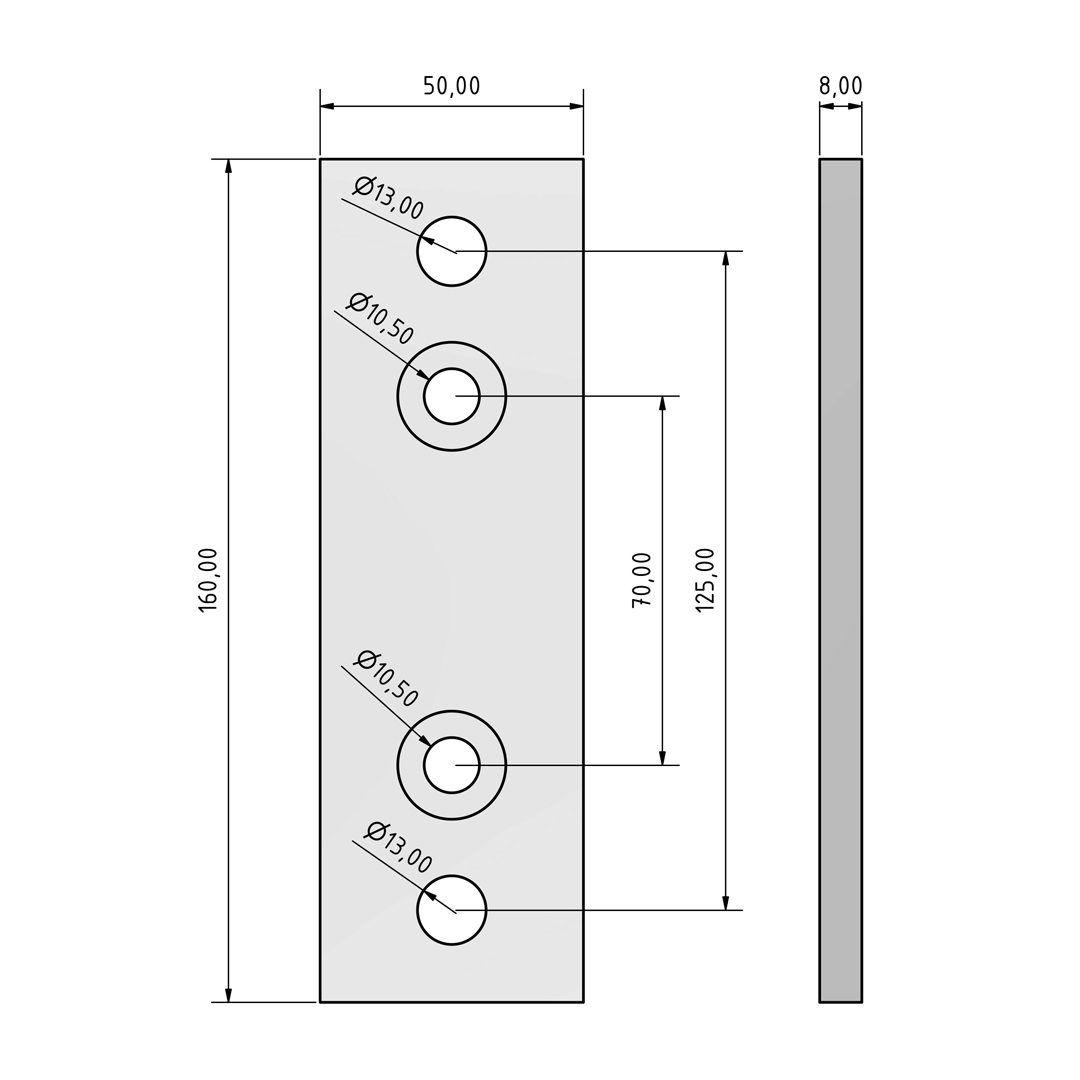 Edelstahl Wandankerset - für Rohr 42,4 mm