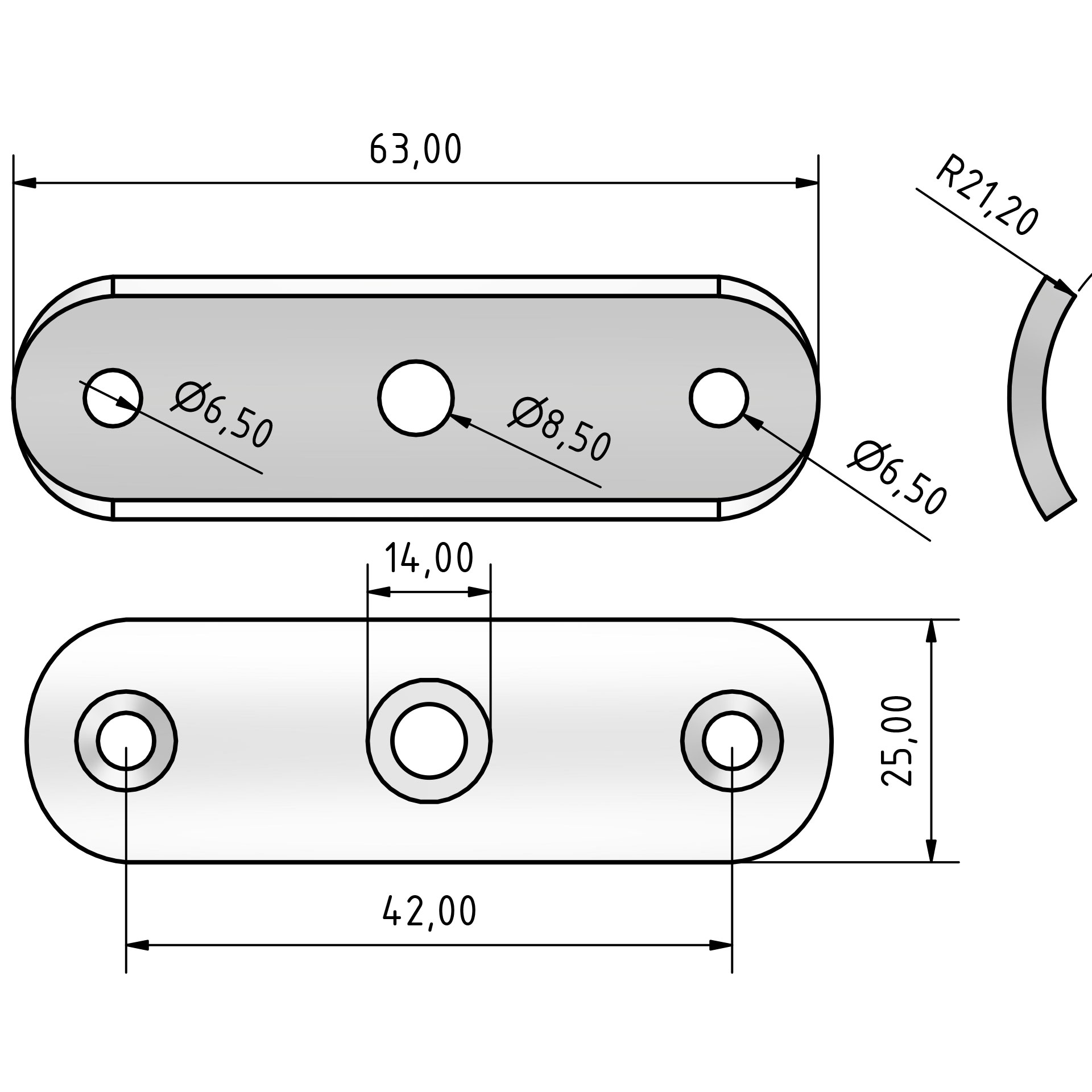 Edelstahl Rohranschlussplatte - 42,4 mm