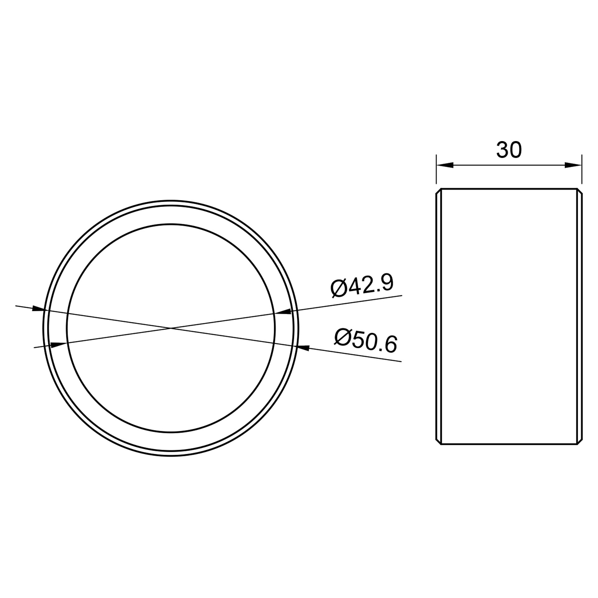 Edelstahl Handlaufhaltering - 42,4 mm