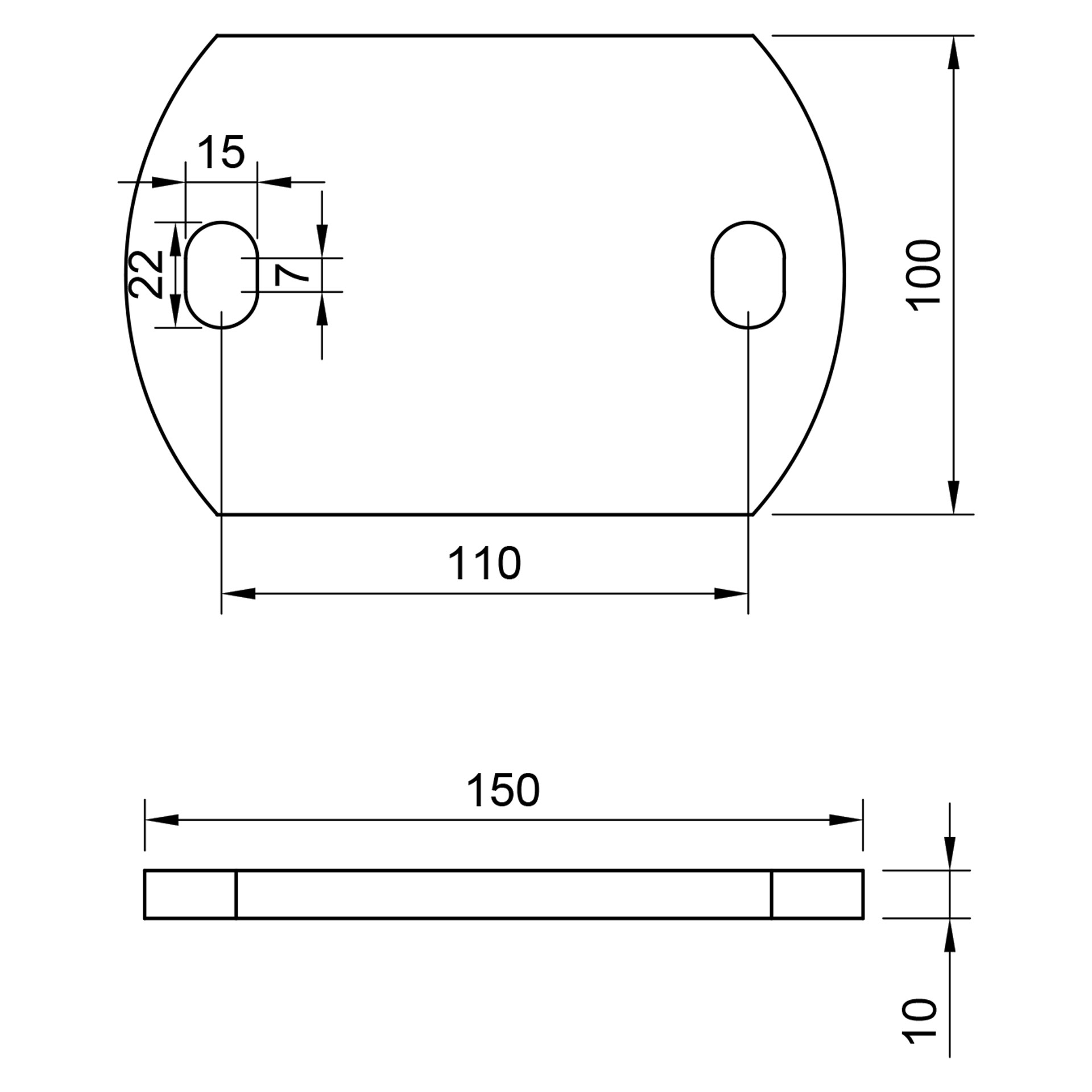 Edelstahl Ankerplatte geschliffen 150 x 100 mm