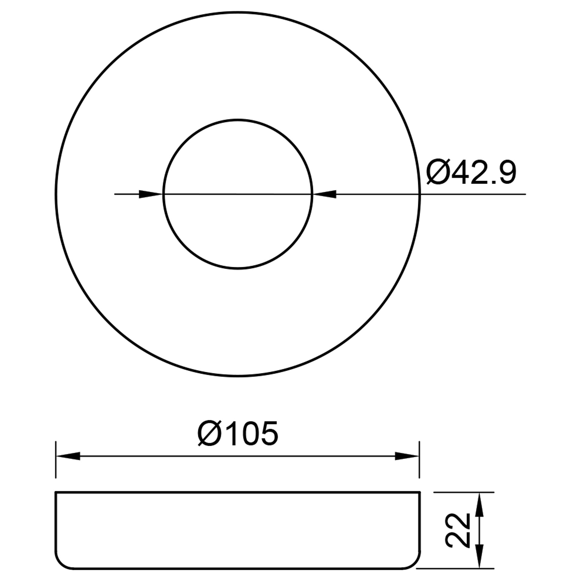 Edelstahl Rosette mit Rundschliff 105 x 22 mm