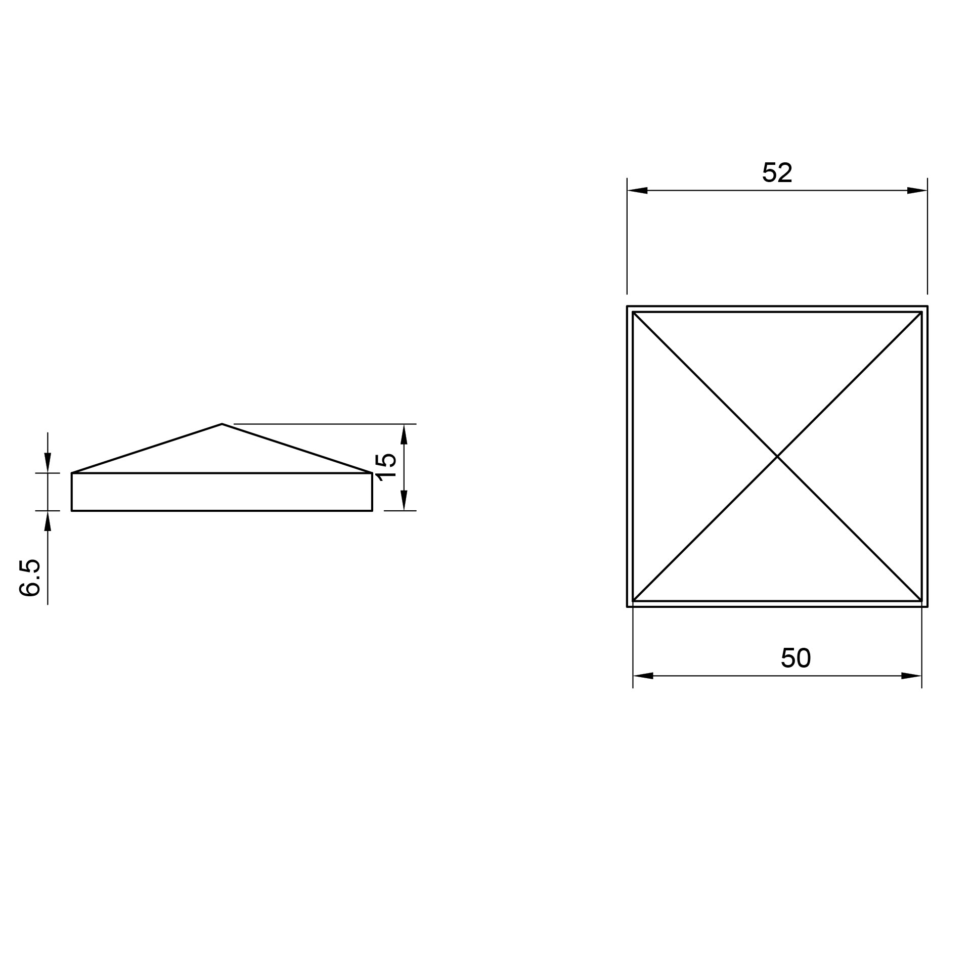 Edelstahl Abdeckkappe - 50 x 50 mm