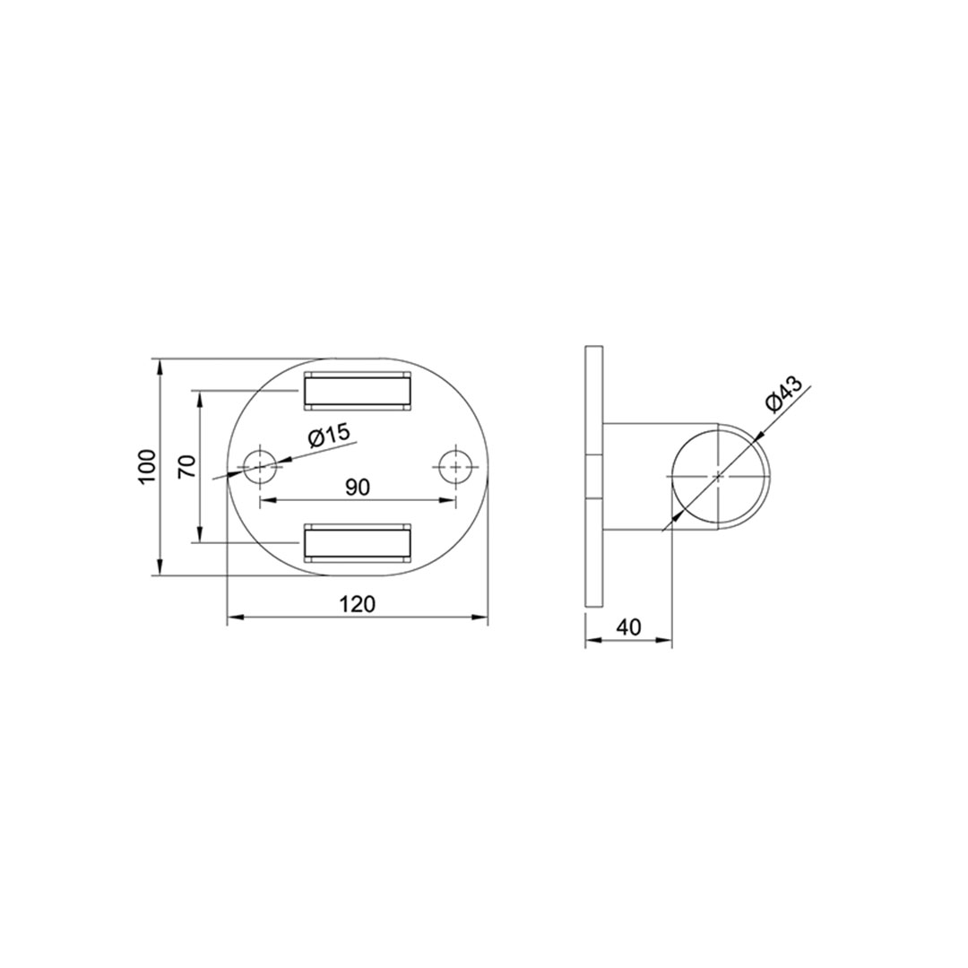 Edelstahl Wandanker - für Rohr Ø 42,4 mm