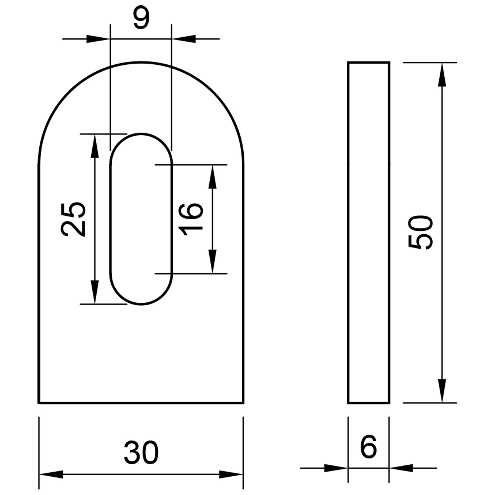 Stahl Anschweißlasche 50 x 30 x 6 mm