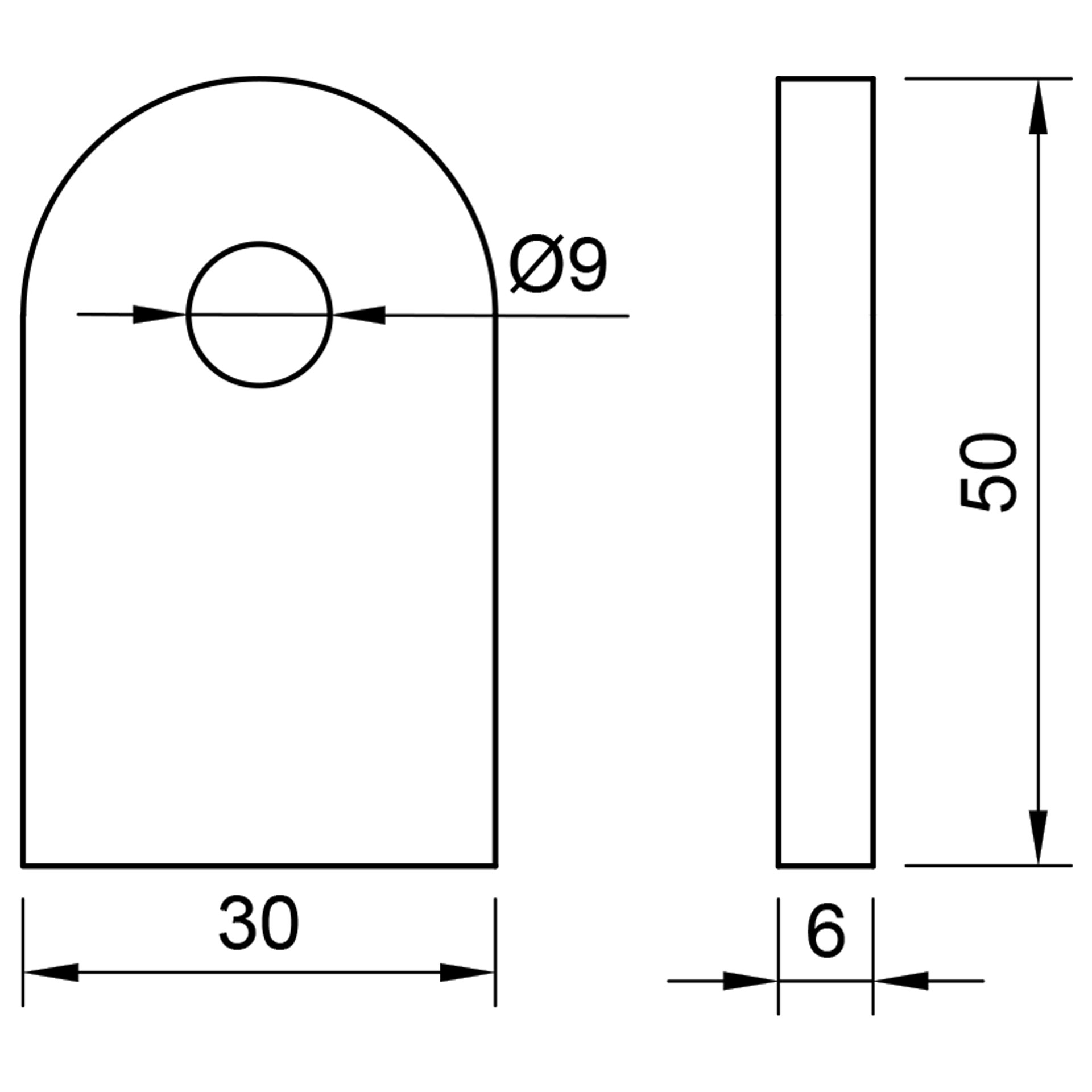 Stahl Anschweißlasche 50 x 30 x 6 mm