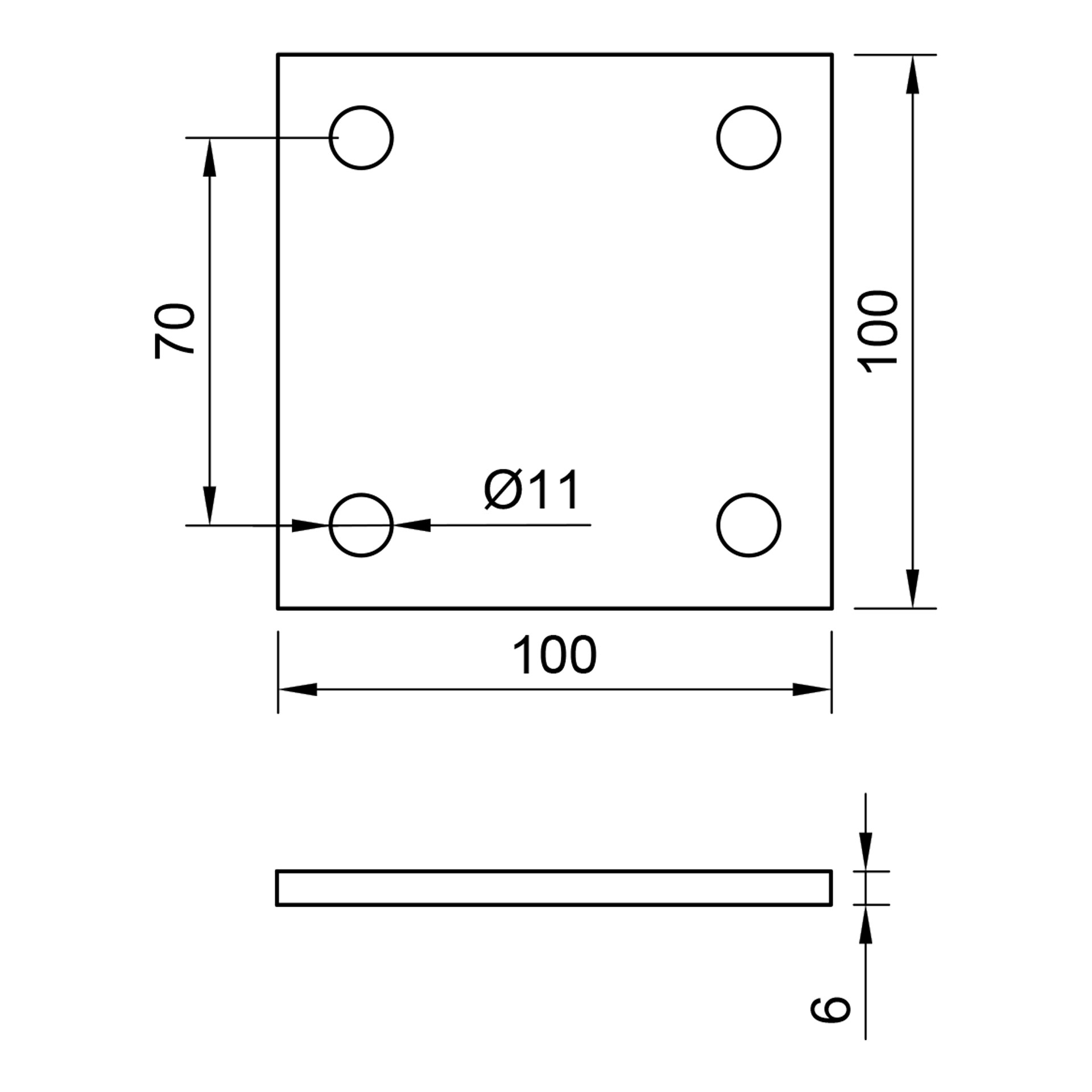 Edelstahl Ankerplatte geschliffen 100 x 100 mm