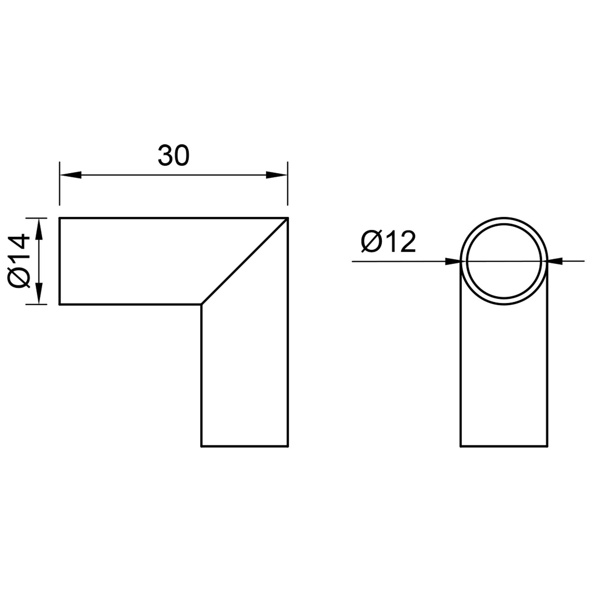 Edelstahl Verbindungsecke für 12 mm Rohr