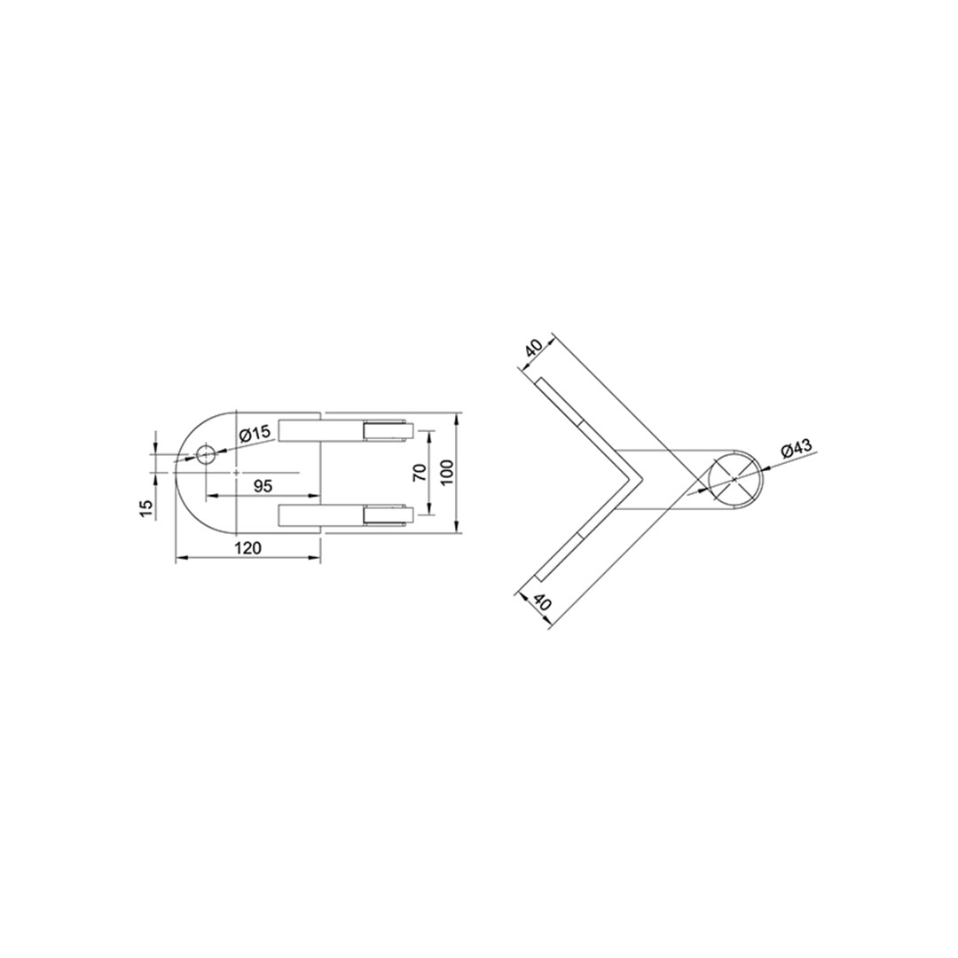 Edelstahl Wandanker 90° Außenecke- für Rohr Ø 42,4 mm