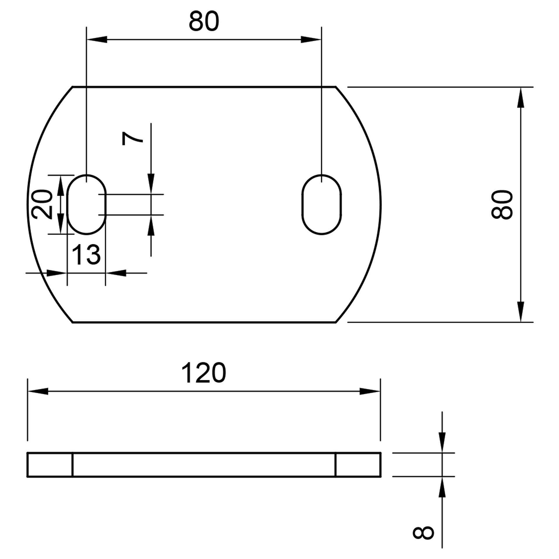 Edelstahl Ankerplatte geschliffen 120 x 80 mm