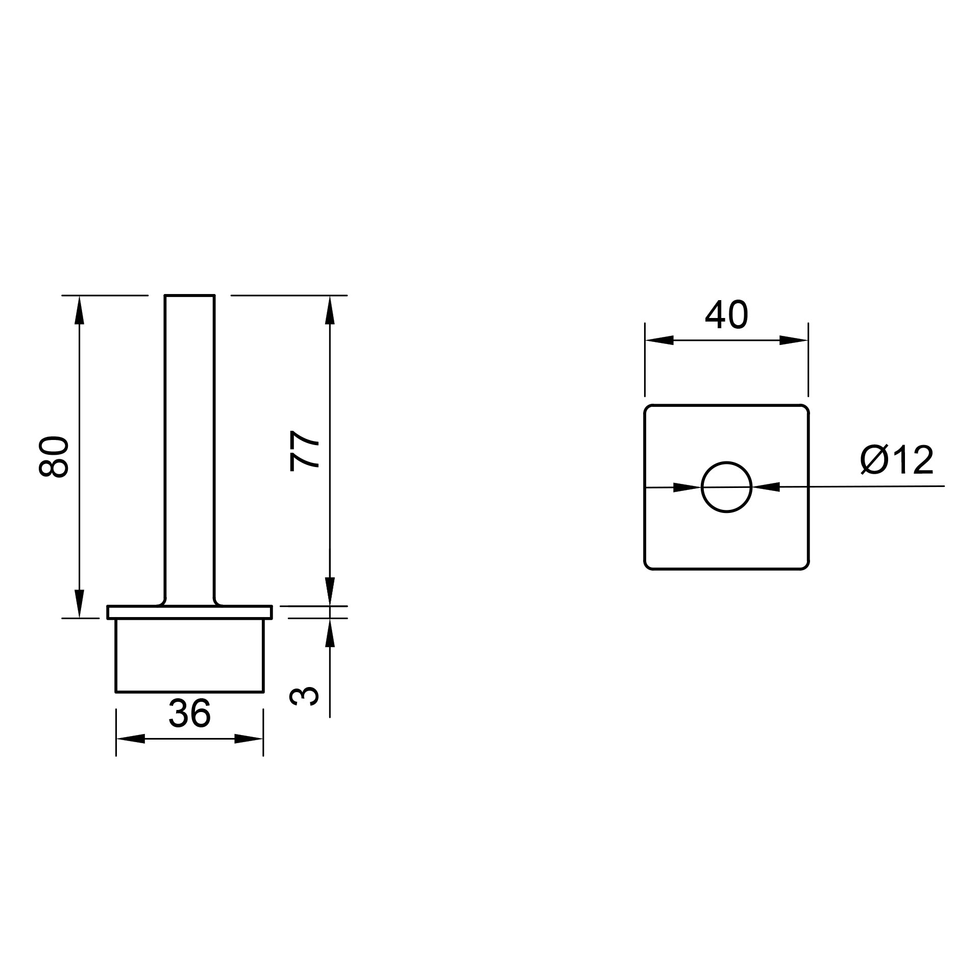 Edelstahl Abschlussstopfen flach - 40 x 40 mm