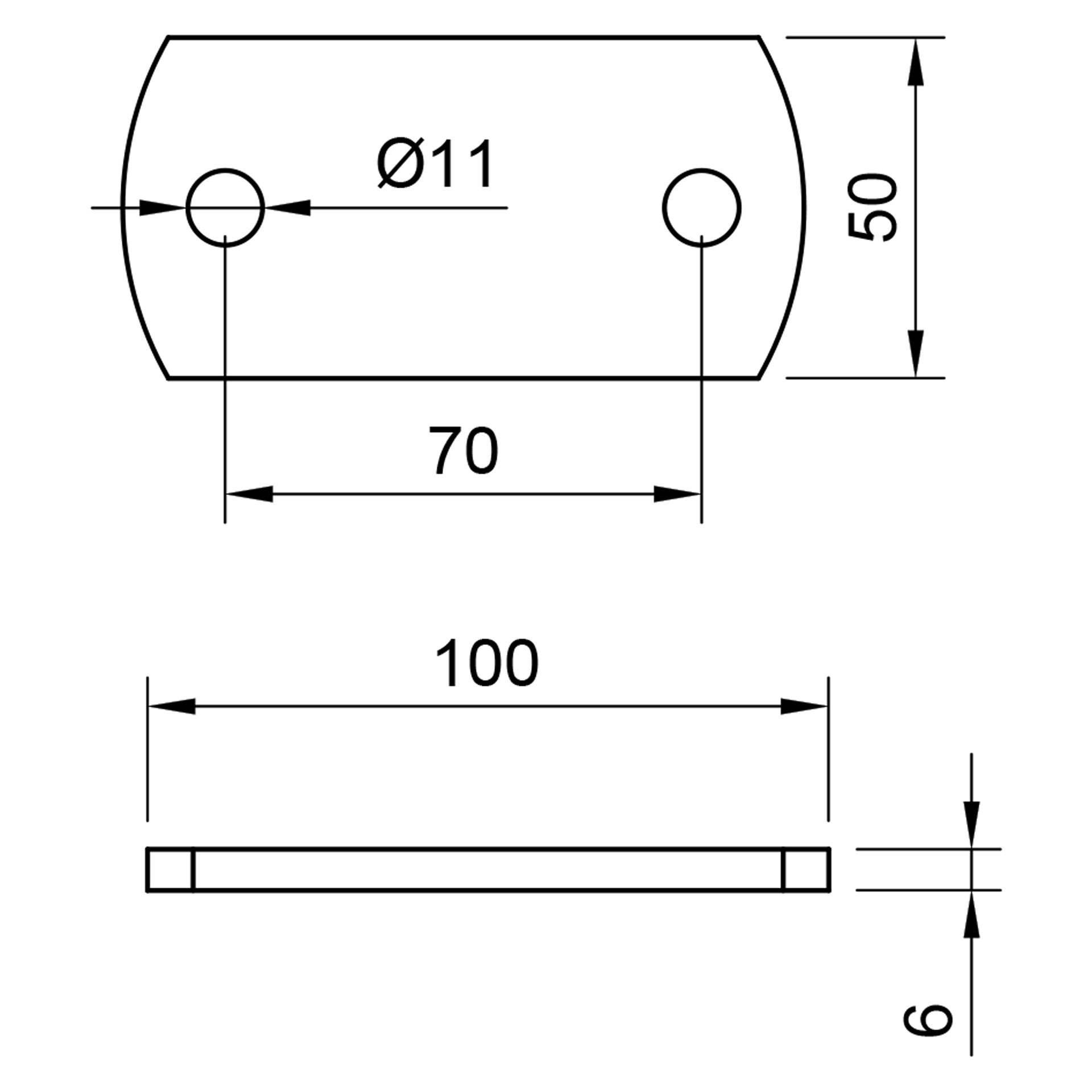 Edelstahl Ankerplatte geschliffen 100 x 50 mm