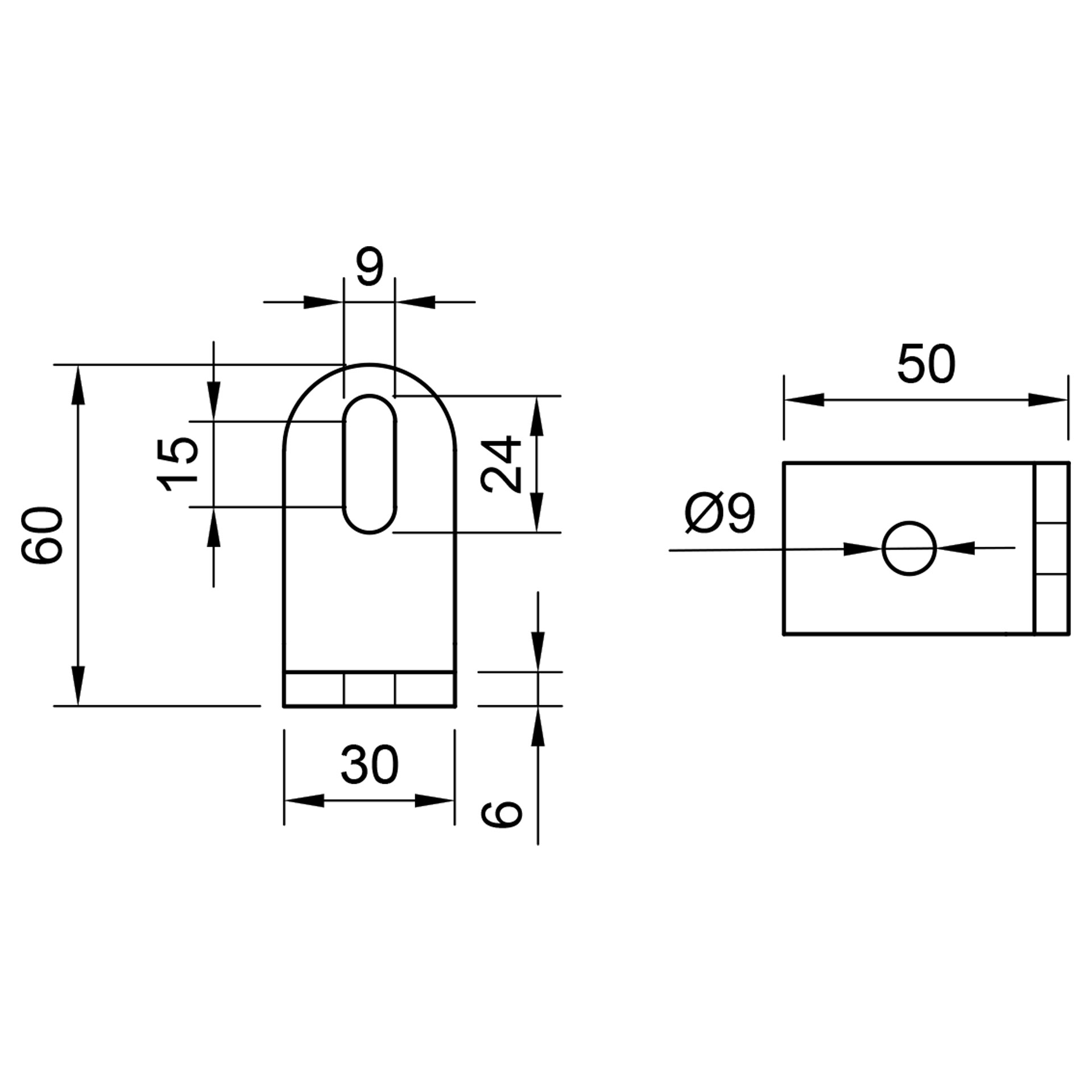 Stahl Anschweißlasche 110 x 30 x 6 mm