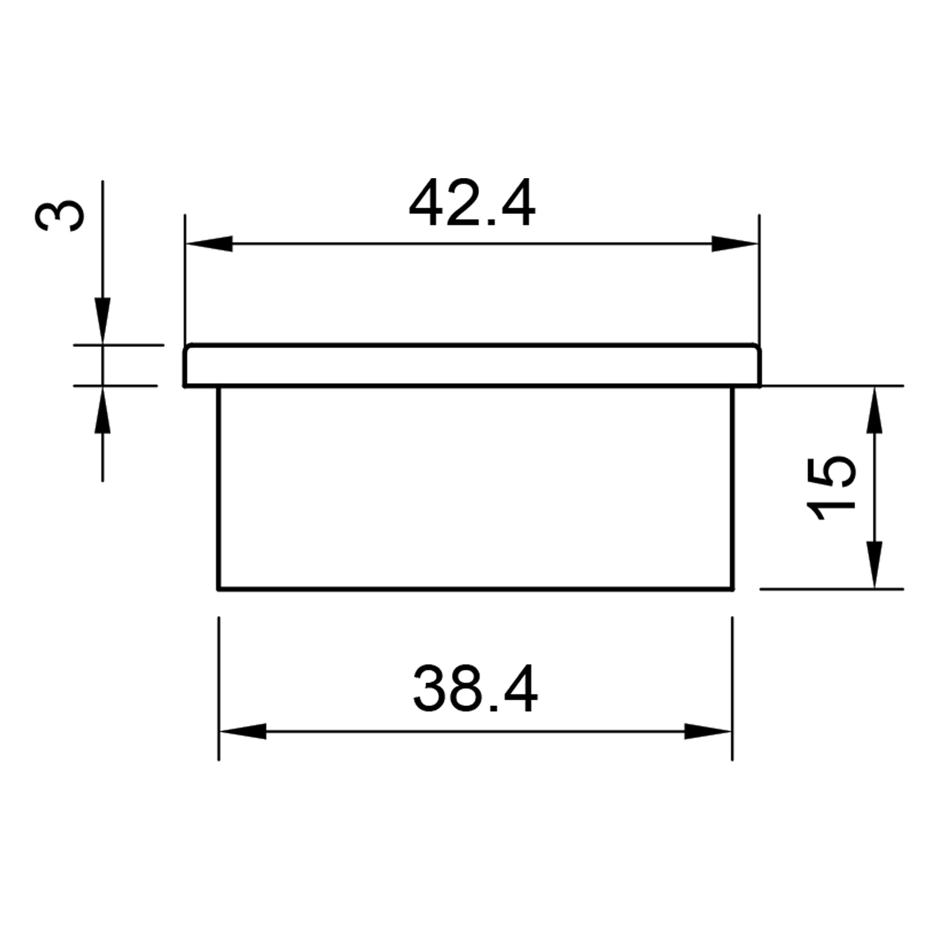 Edelstahl Abschlussstopfen flach - 42,4 mm