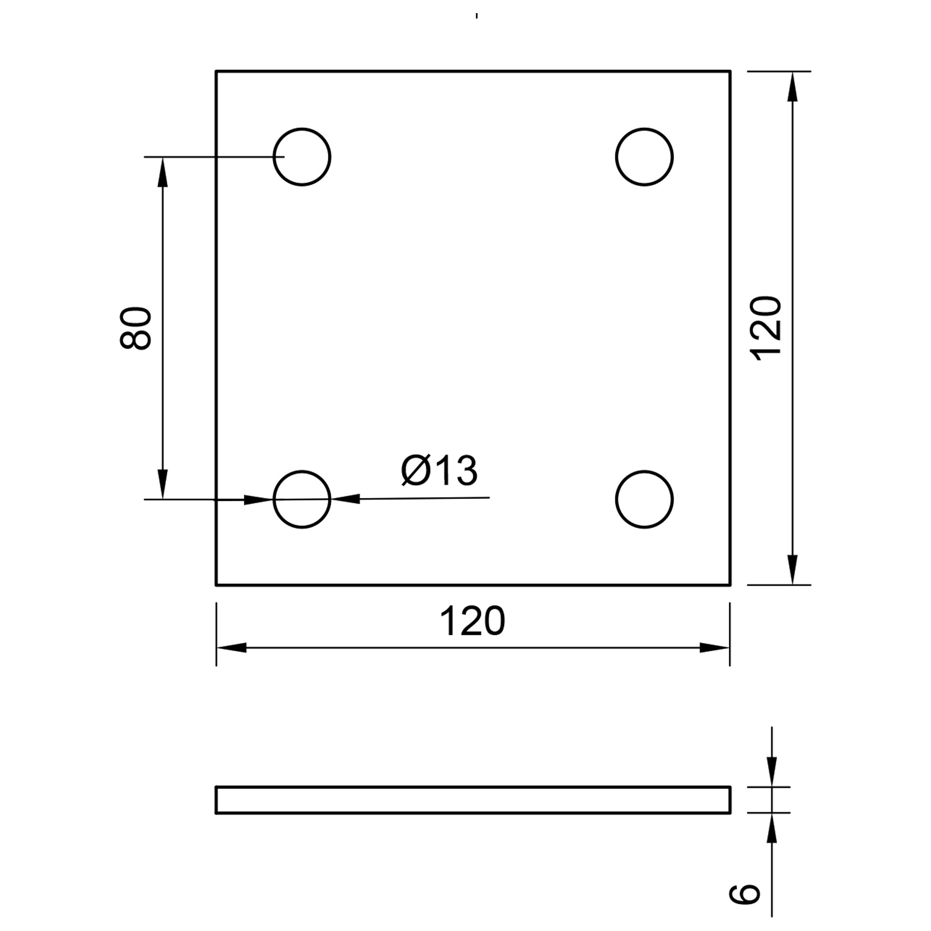 Edelstahl Ankerplatte geschliffen 120 x 120 mm