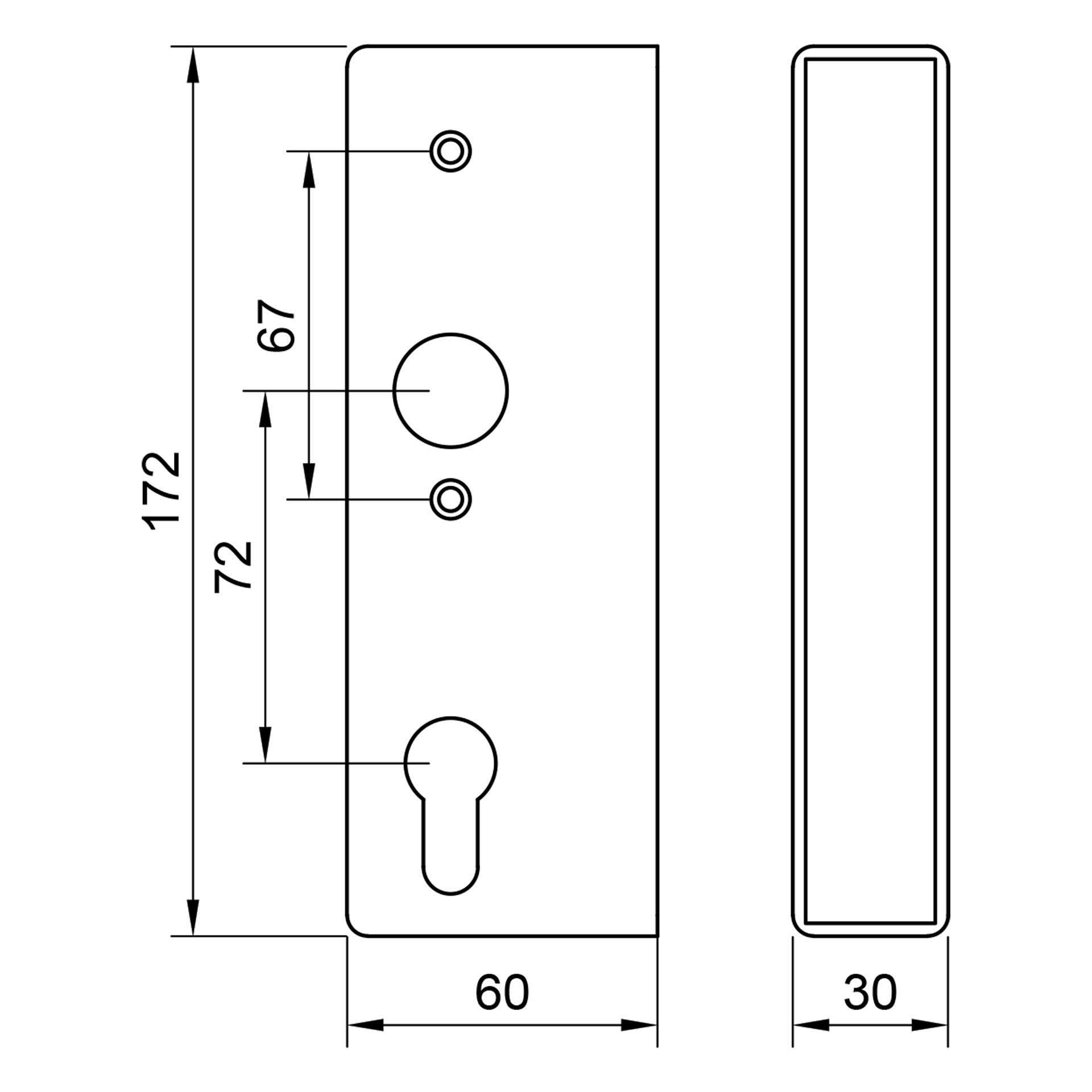 Edelstahl Kastenschloss - Breite: 30 mm - Dornmaß: 40 mm