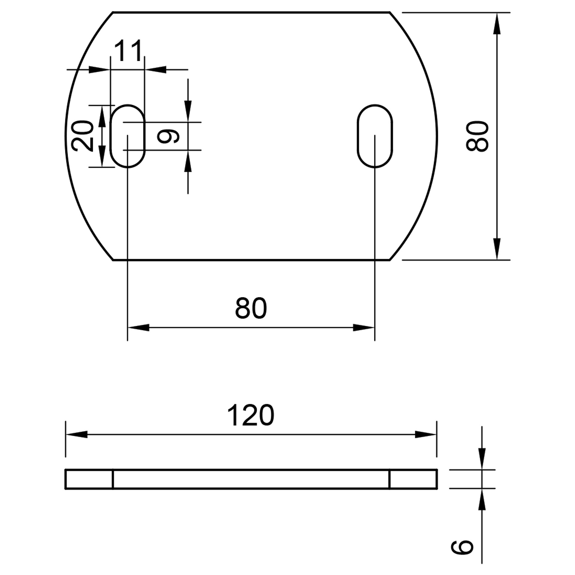 Edelstahl Ankerplatte geschliffen 120 x 80 mm