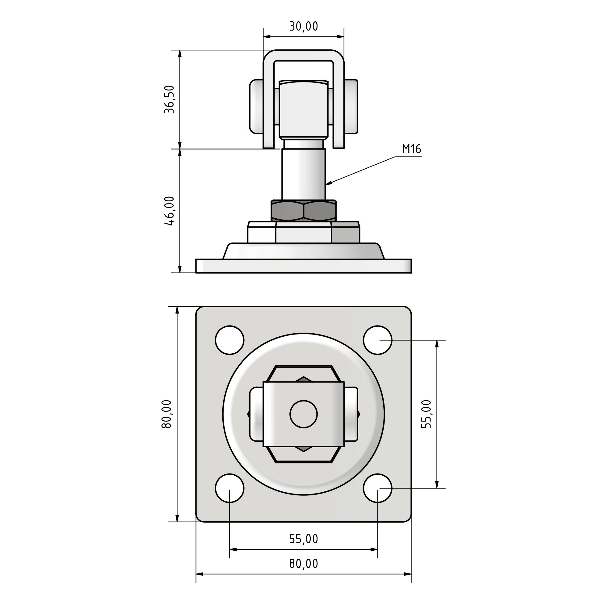 Stahl Torband M16 mit Mauerplatte