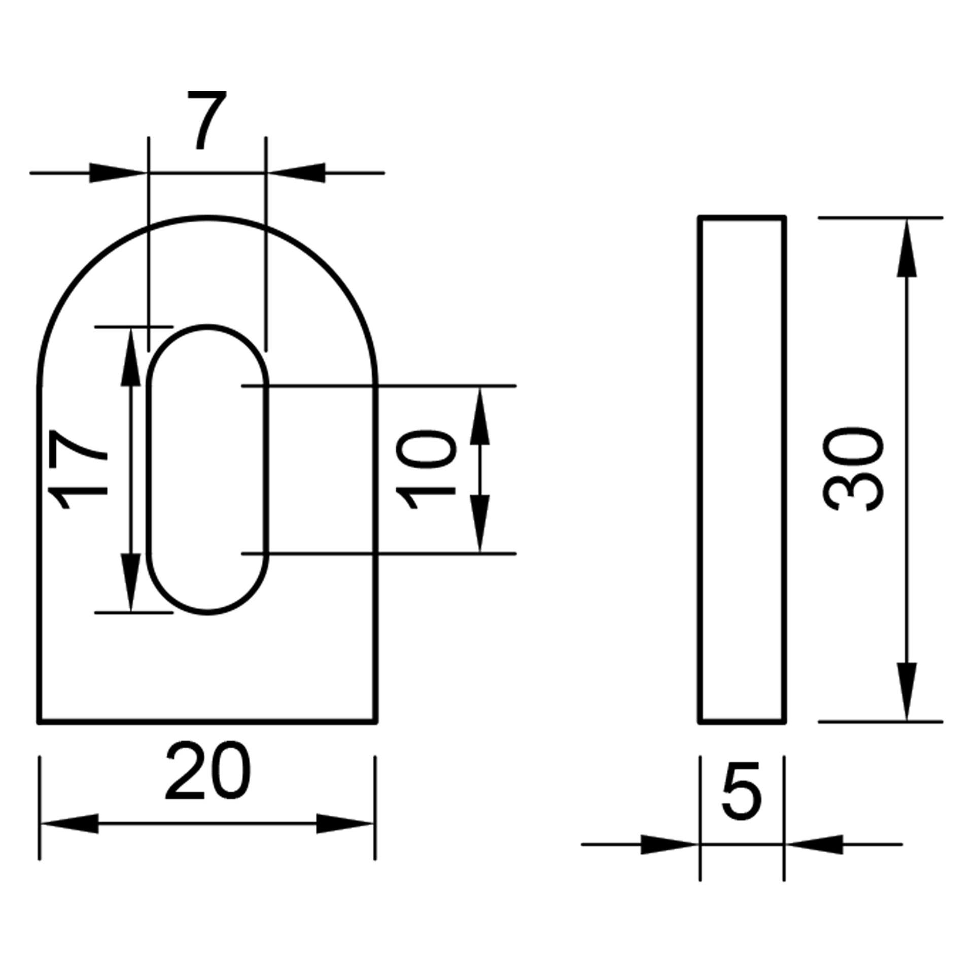 Edelstahl Anschweißlasche 30 x 20 x 5 mm