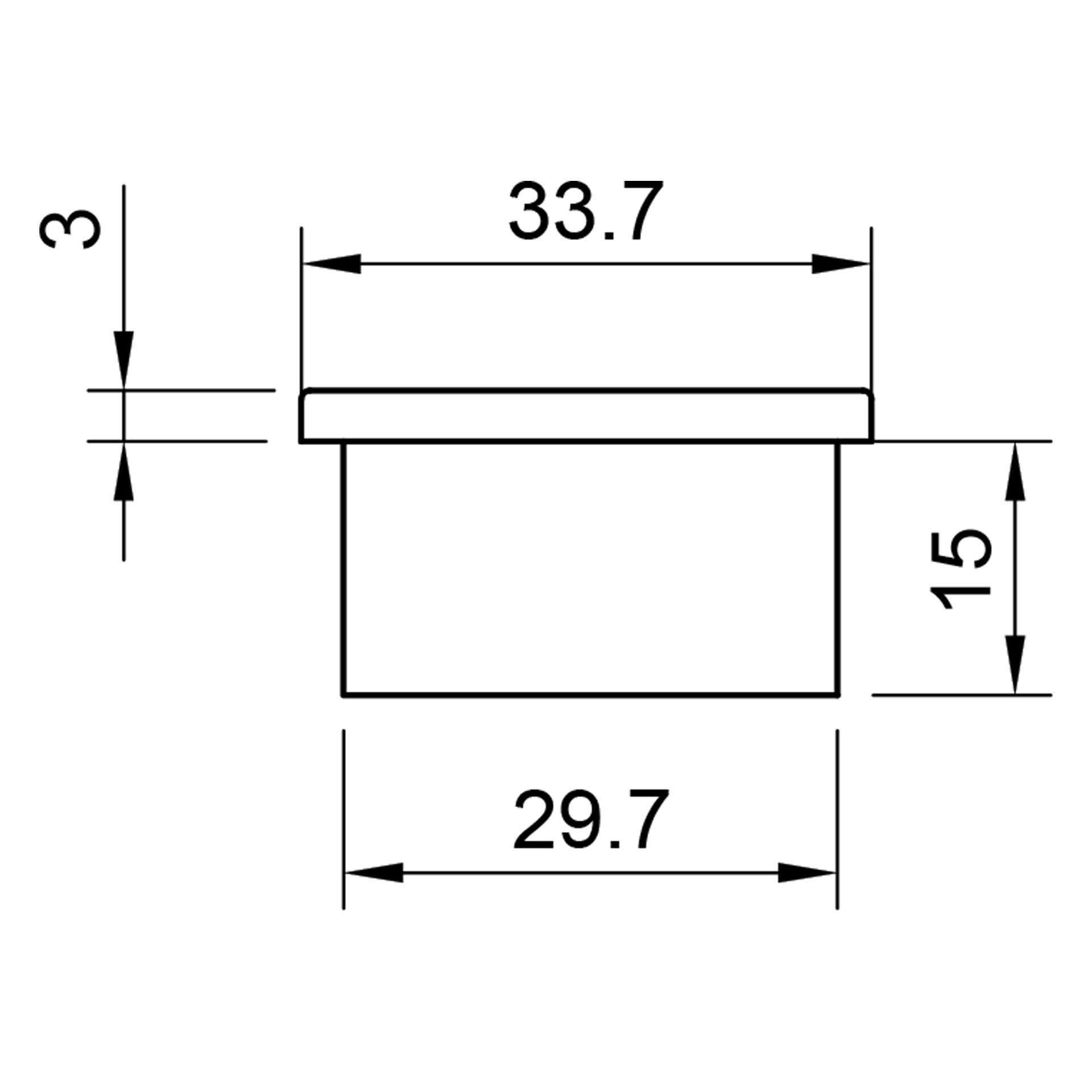 Edelstahl Abschlussstopfen flach - 33,7 mm