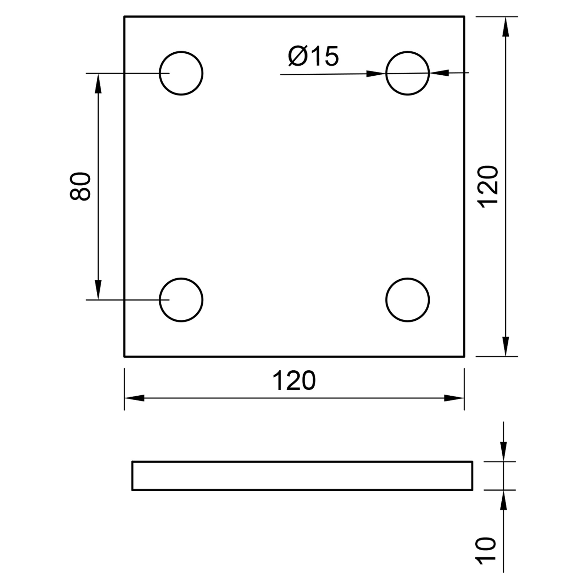 Edelstahl Ankerplatte geschliffen 120 x 120 mm