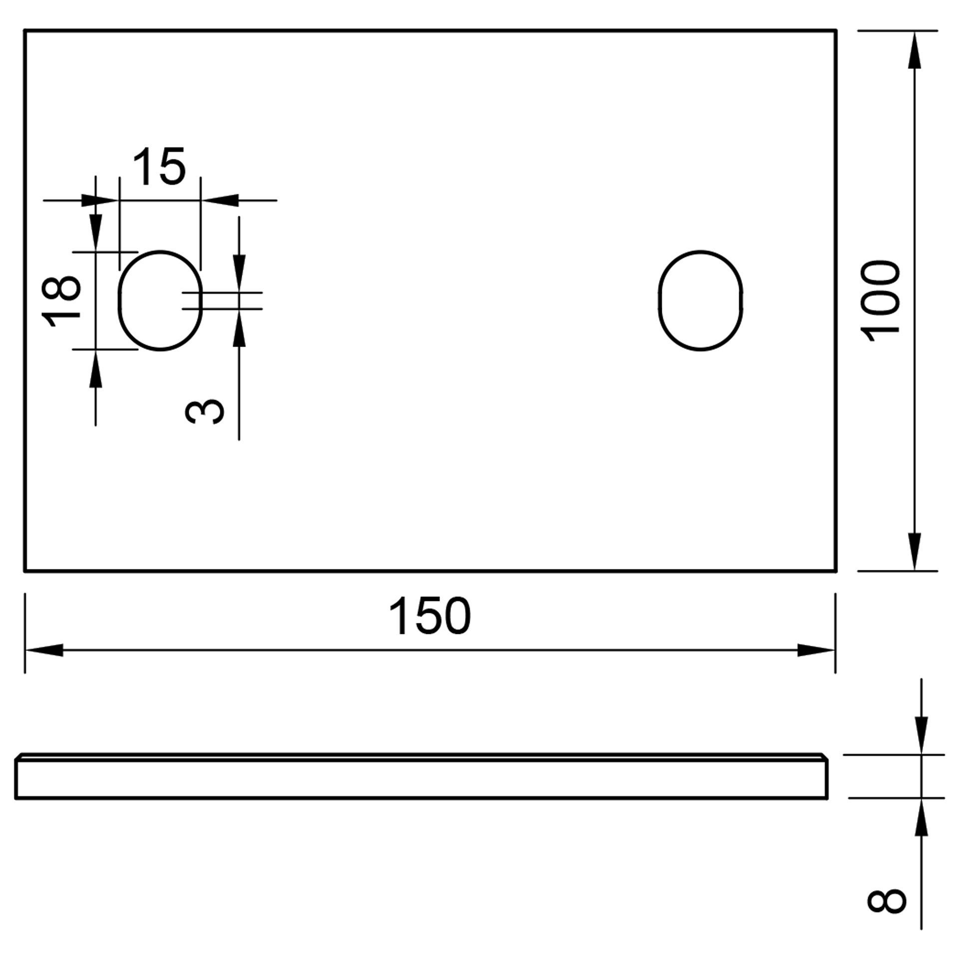 Edelstahl Ankerplatte geschliffen 150 x 100 mm