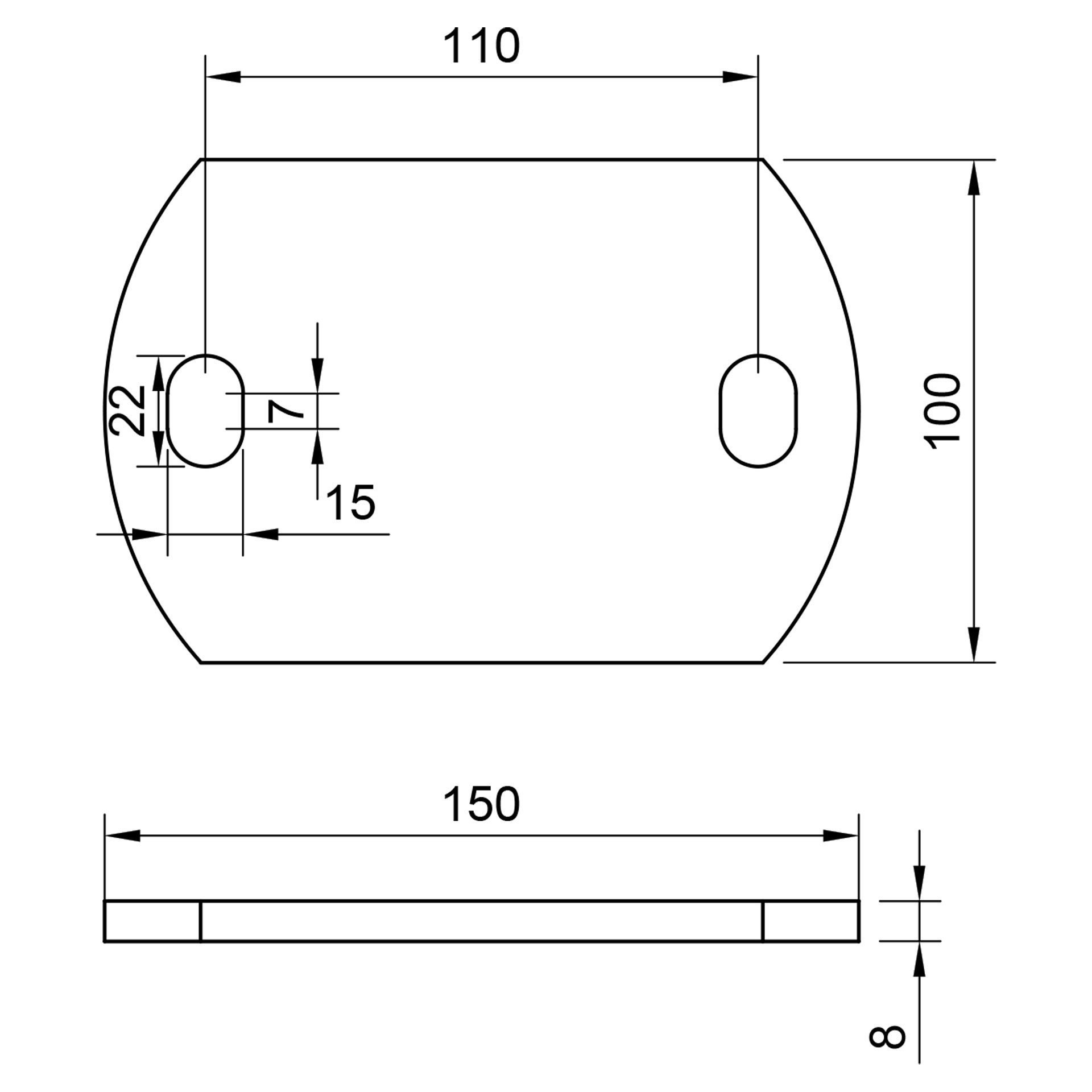 Edelstahl Ankerplatte geschliffen 150 x 100 mm