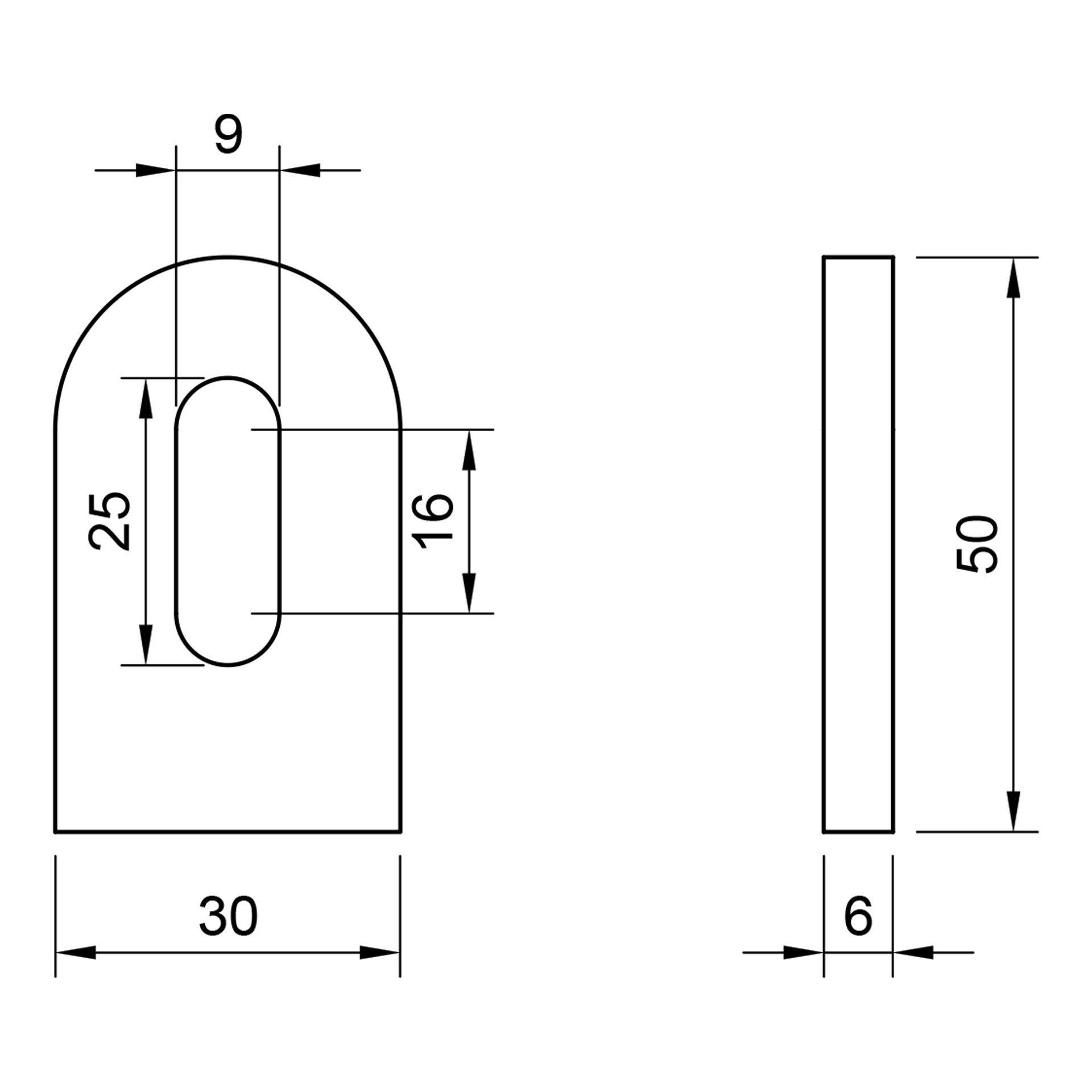 Edelstahl Anschweißlasche 50 x 30 x 6 mm