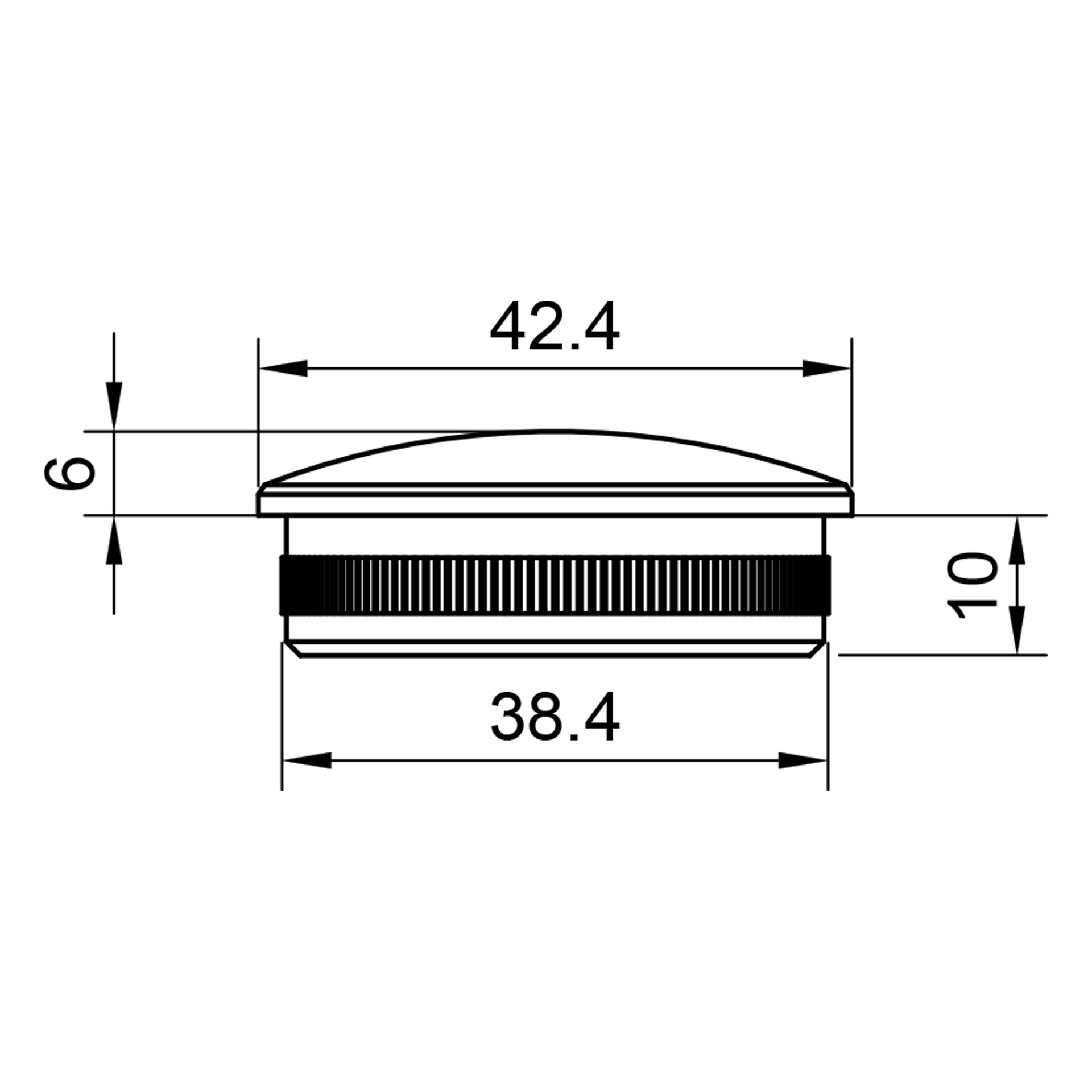 Edelstahl Abschlussstopfen gewölbt - 42,4 mm