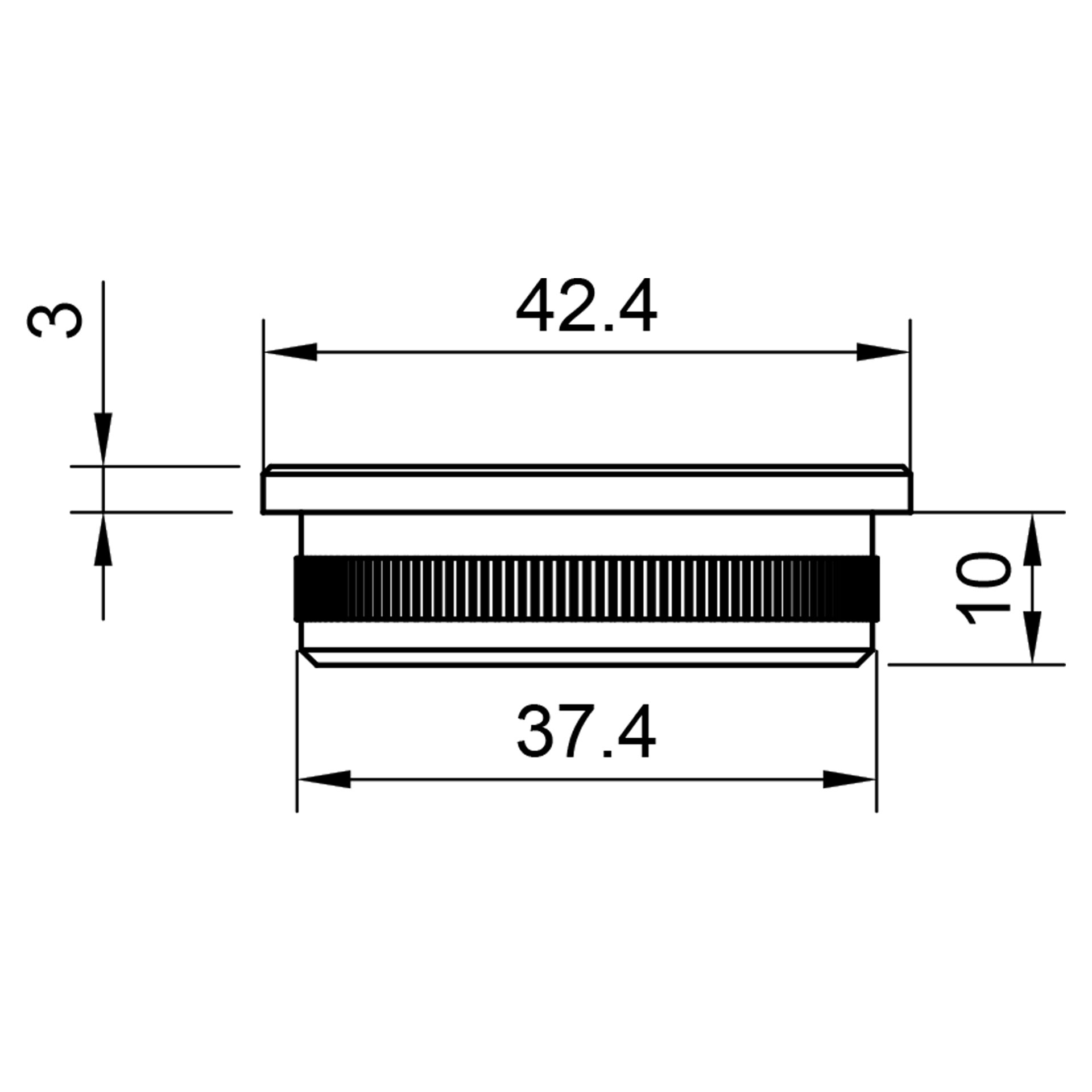 Edelstahl Abschlussstopfen flach - 42,4 mm