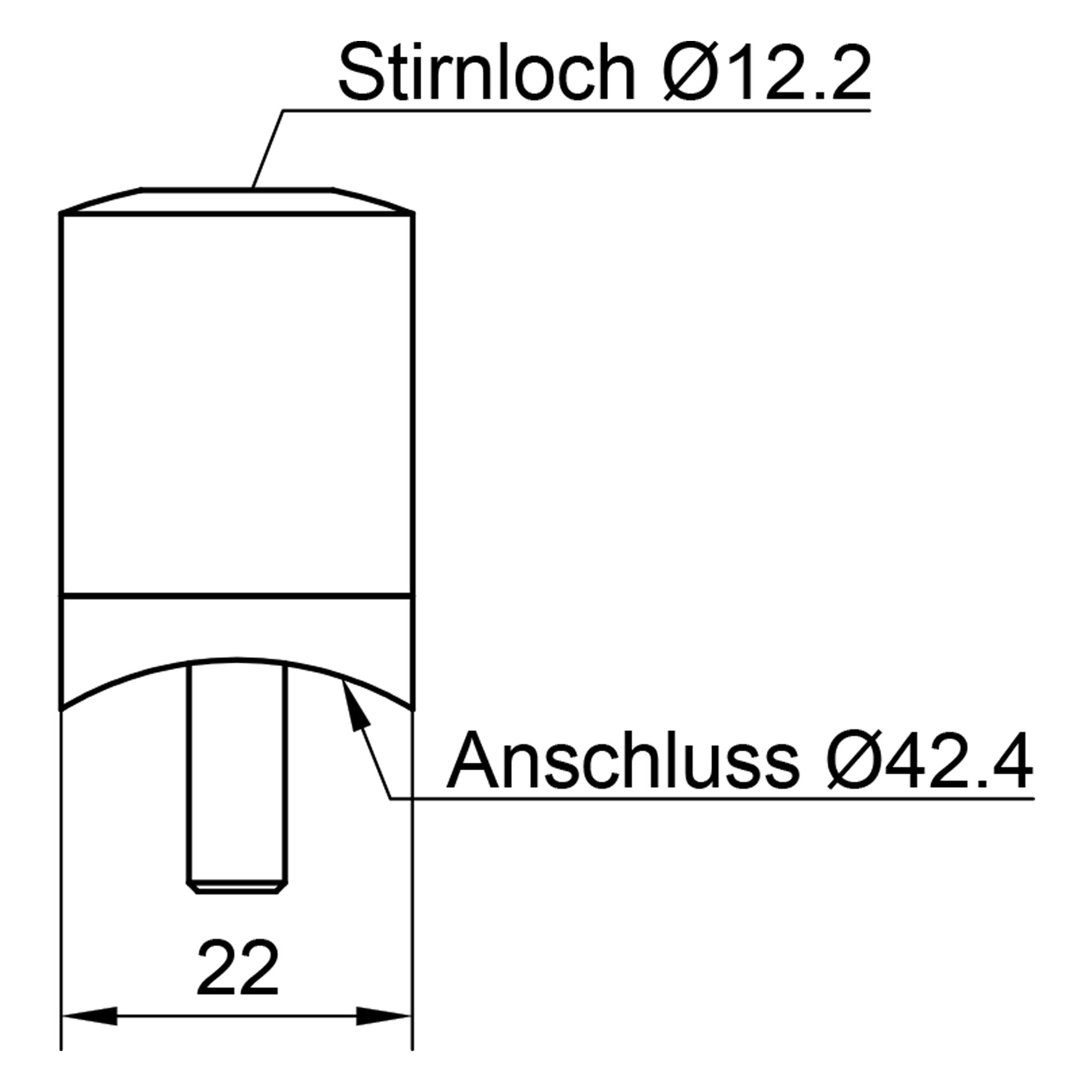 Stabhalter mit Stirnloch - 42,4mm