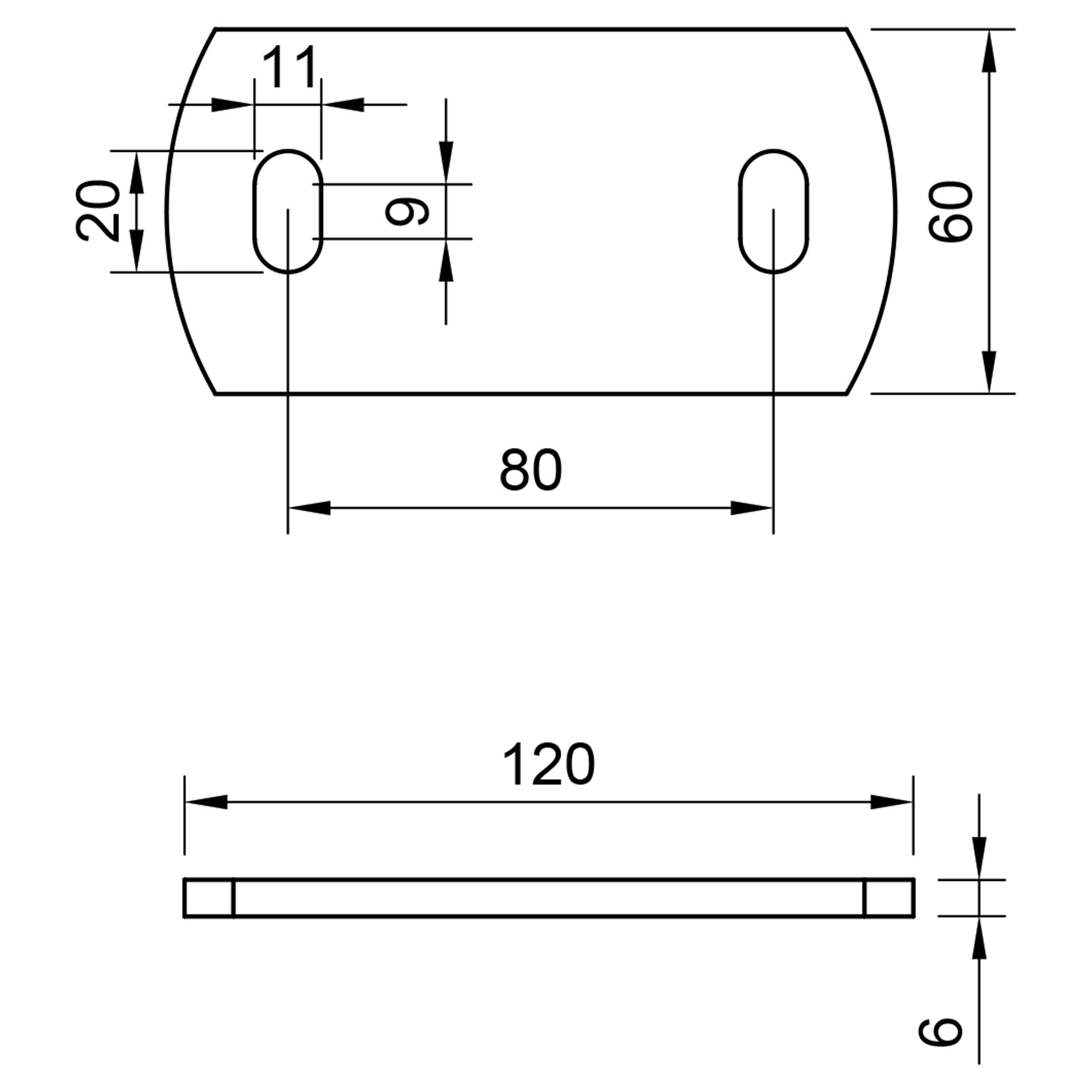 Edelstahl Ankerplatte geschliffen 120 x 60 mm